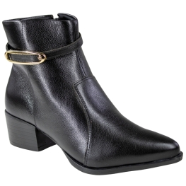 Bota Feminina Bebecê Salto Quadrado Cano Baixo - PRETO