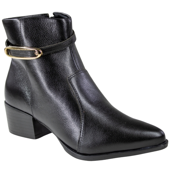 Bota Feminina Bebecê Salto Quadrado Cano Baixo - PRETO