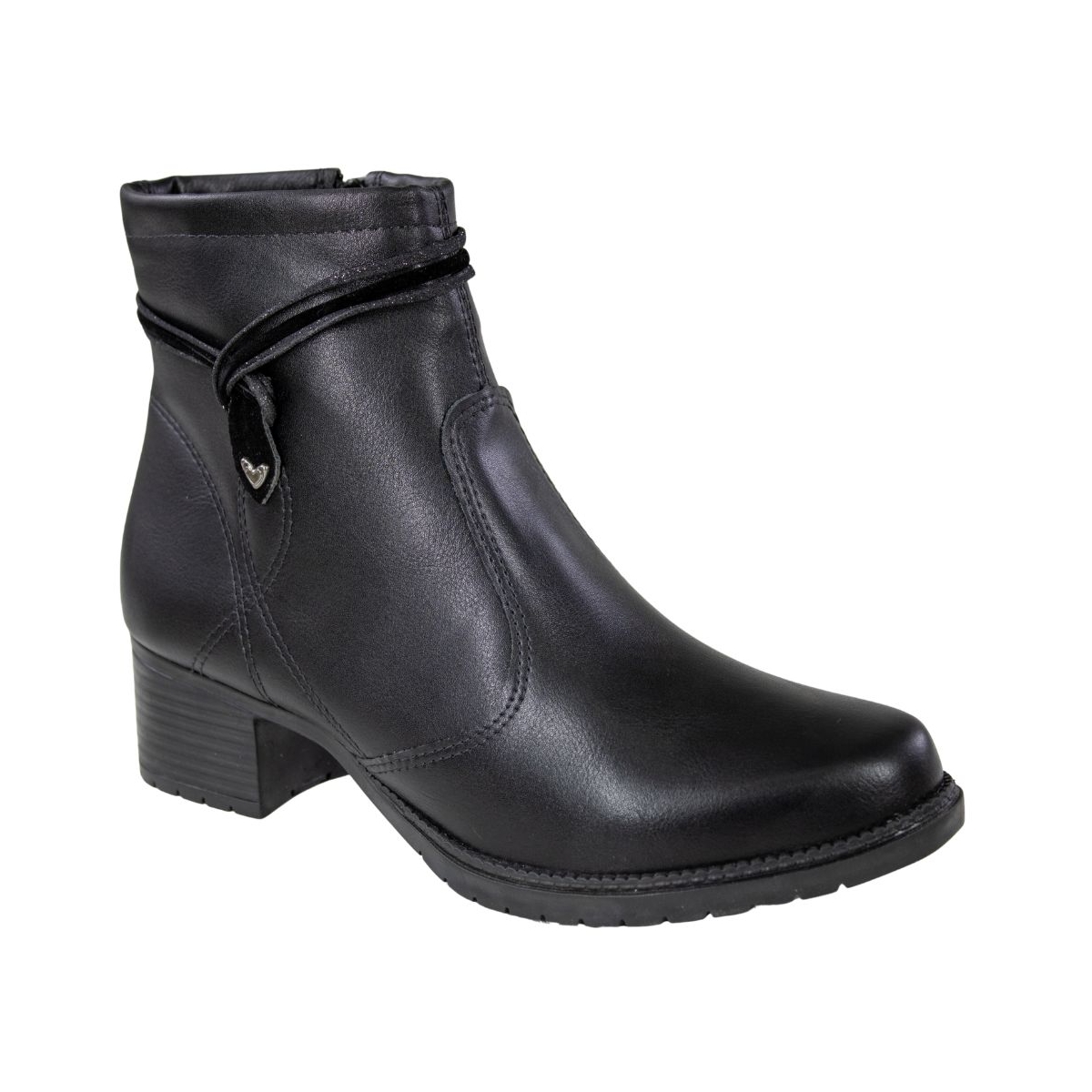 Bota Feminina Cano Baixo Salto Bloco Brilho  - PRETO