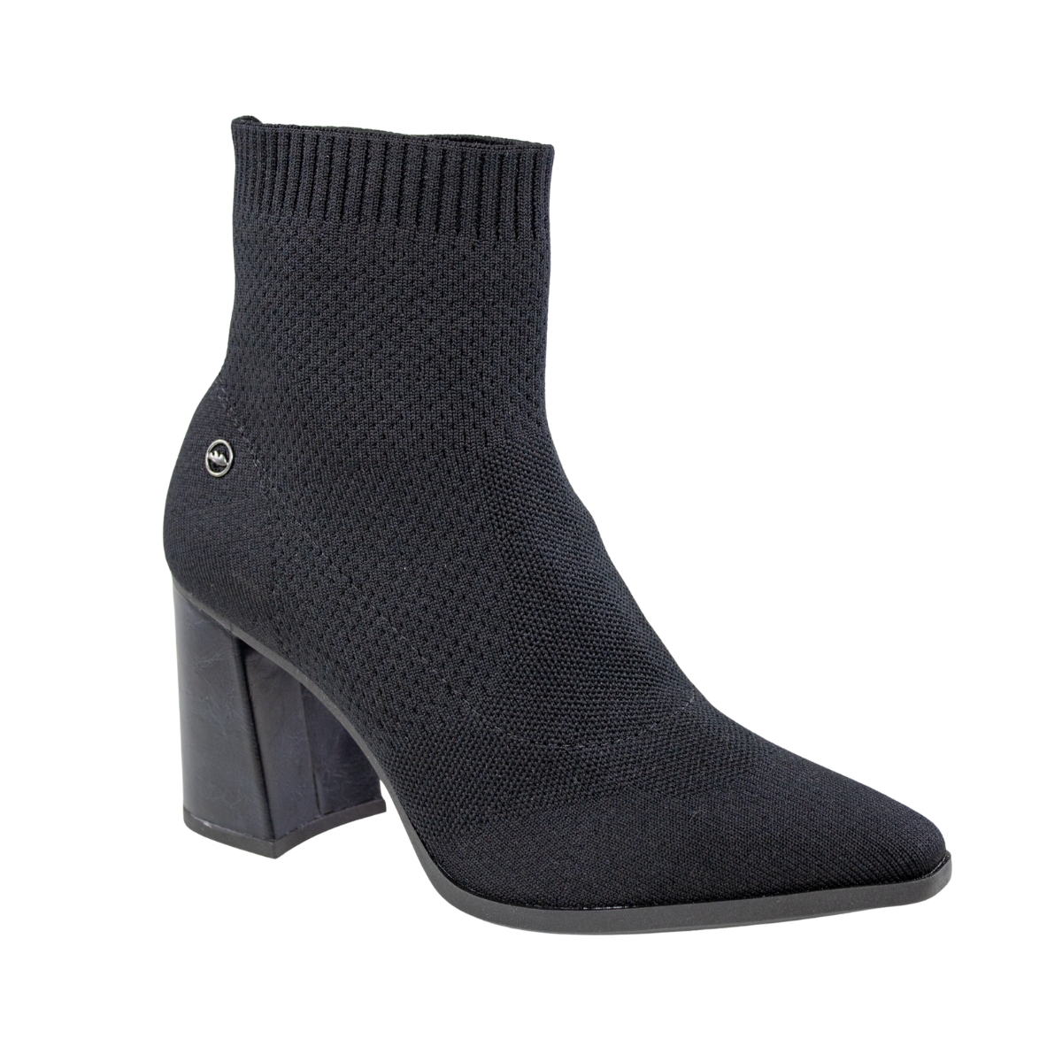 Bota Feminina Cano Baixo  Salto Bloco Knit - PRETO