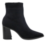 Bota Feminina Cano Baixo  Salto Bloco Knit - PRETO