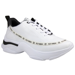 Tênis Feminino Ramarim Jogging Listra - BRANCO/PRETO