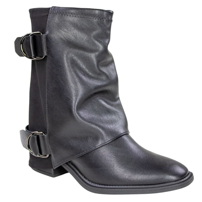 Bota Feminina Ramarim Salto Quadrado Gola Fivela - PRETO