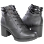 Coturno Feminino Cano Baixo Salto Bloco Couro - PRETO
