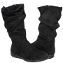Bota Feminina Piccadilly Rasteira Enrrugada Cano Alto - PRETO