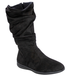 Bota Feminina Piccadilly Rasteira Enrrugada Cano Alto - PRETO