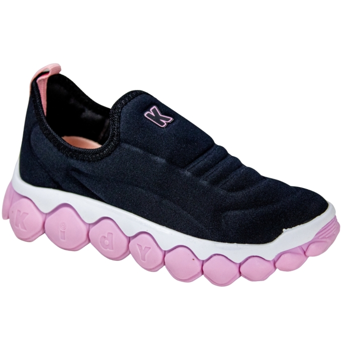 Tênis Infantil Feminino Kidy Brinca Flex - PRETO/ROSA
