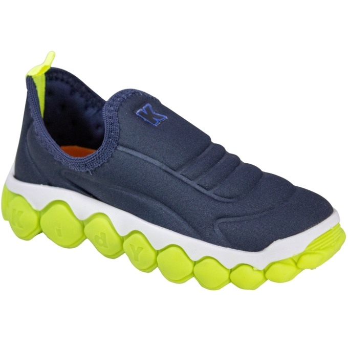 Tênis Infantil Masculino Kidy Brinca Flex - MARINHO/AMARELO NEON