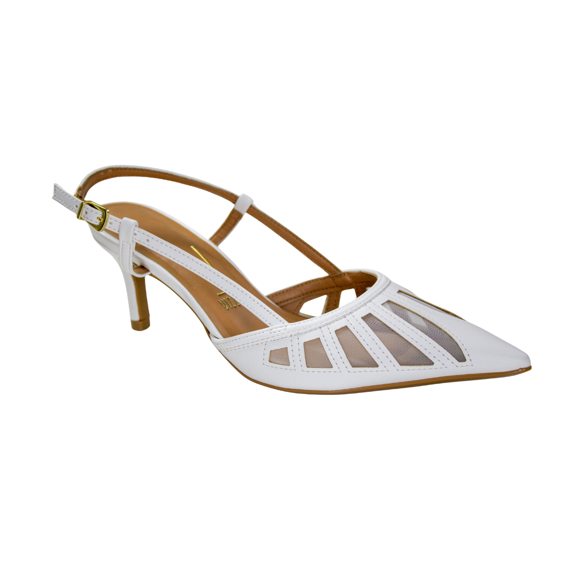 Sapato Feminino Vizzano Salto Fino Chanel  - BRANCO