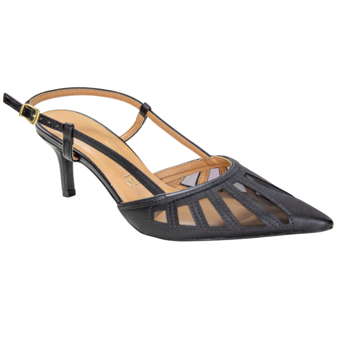 Sapato Feminino Vizzano Salto Fino Chanel  - PRETO