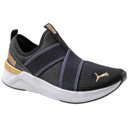 Tênis Feminino Puma Softride Harli Slip On - PRETO/DOURADO
