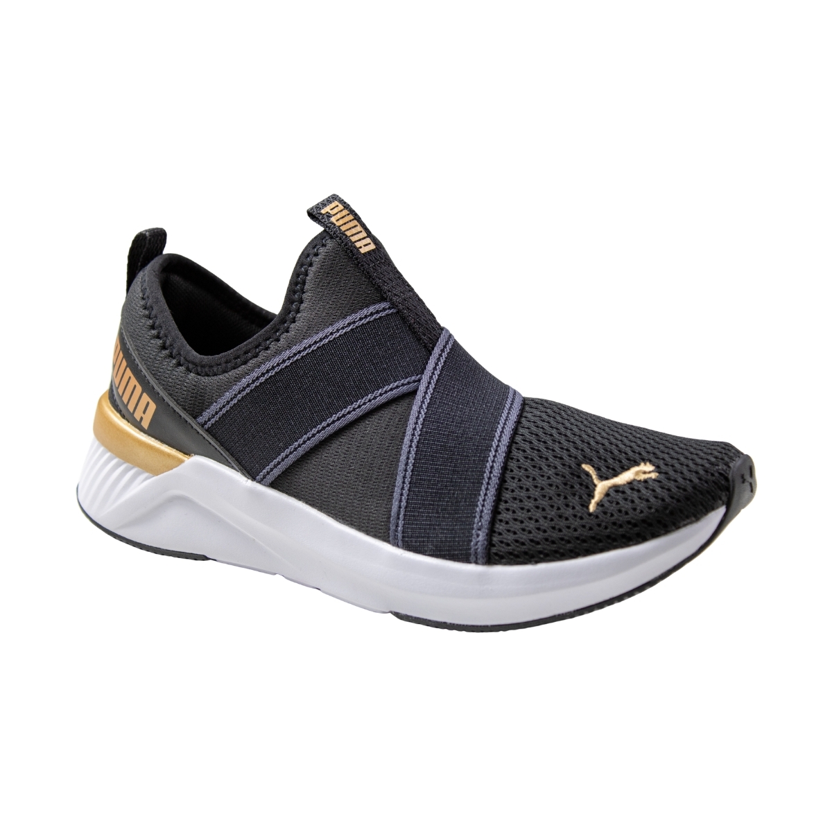 Tênis Feminino Puma Softride Harli Slip On - PRETO/DOURADO