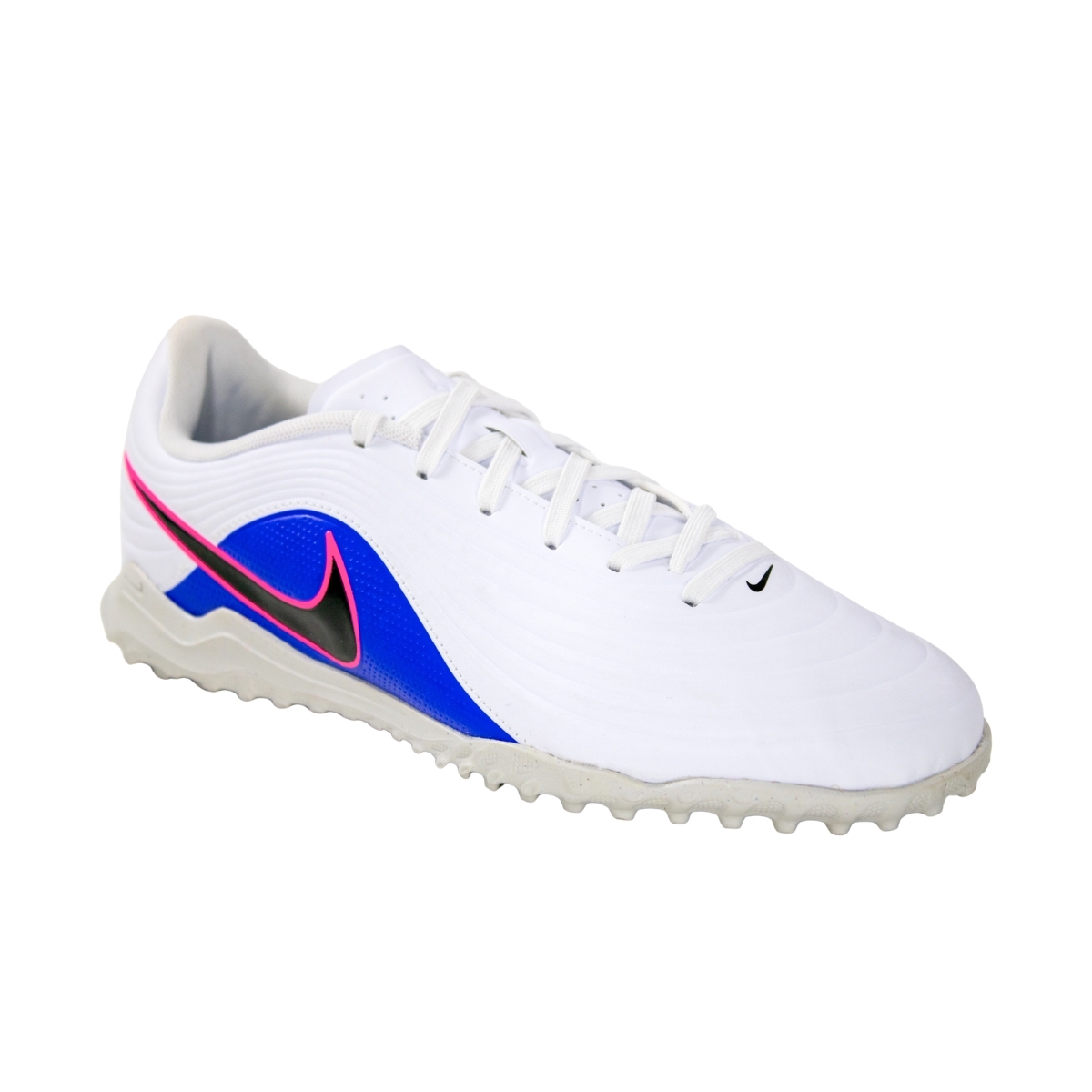 Chuteira Society Nike Tiempo Maestro Club TF - BRANCO/AZUL/ROSA