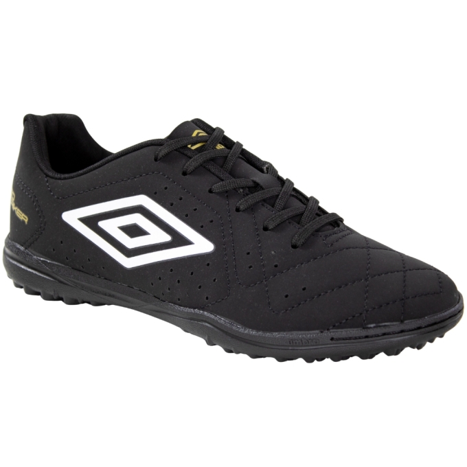 Chuteira Society Umbro Neo Striker II - PRETO/BRANCO/DOURADO