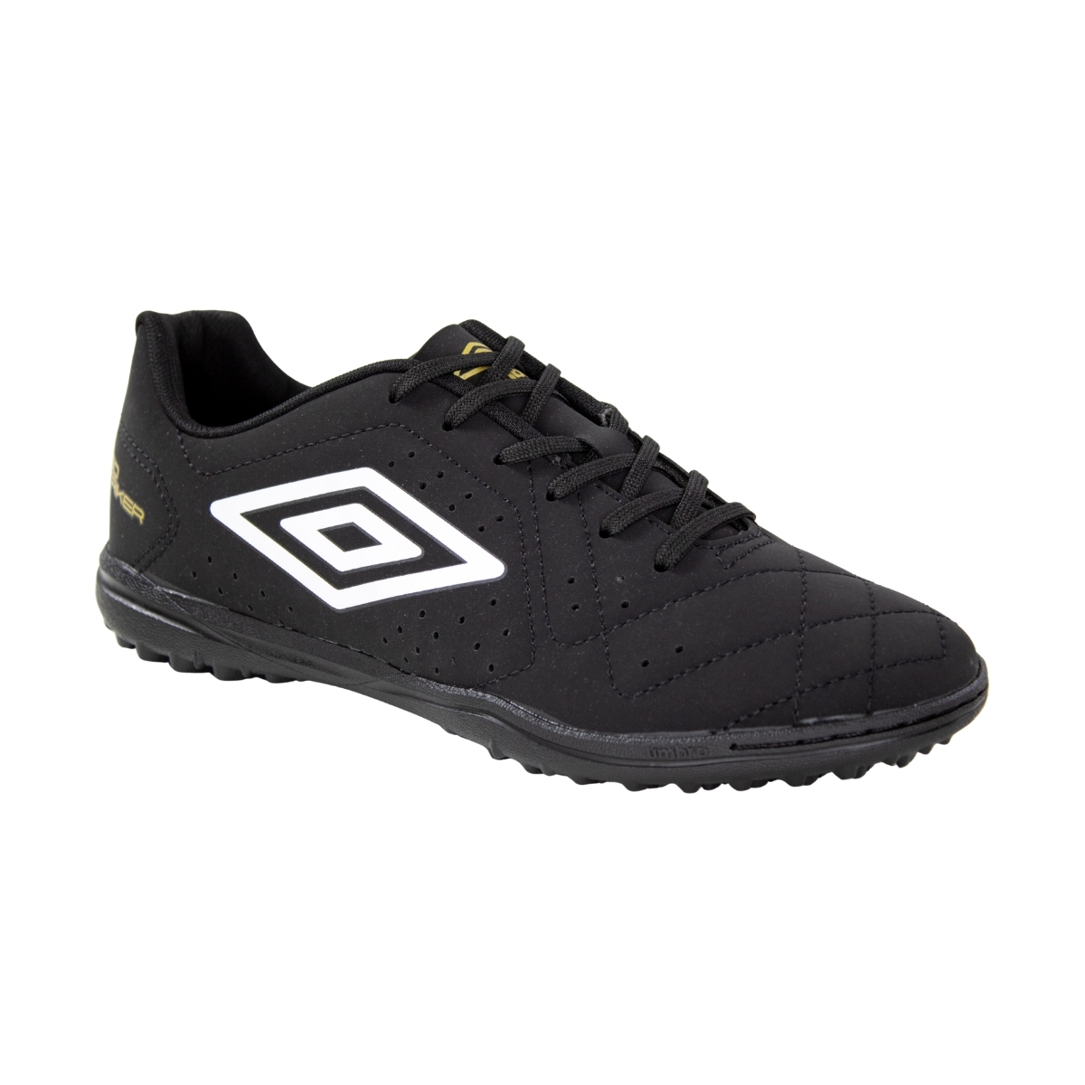 Chuteira Society Umbro Neo Striker II - PRETO/BRANCO/DOURADO