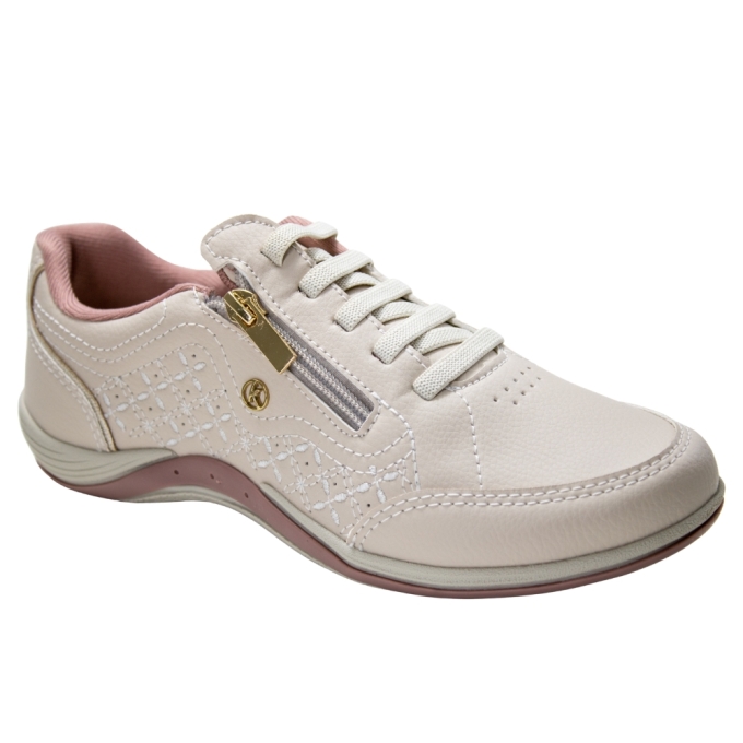 Tênis Feminino Kolosh Casual Zíper - PORCELANA