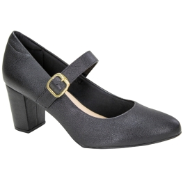 Sapato Feminino Modare Salto Bico Fino Fivela - PRETO