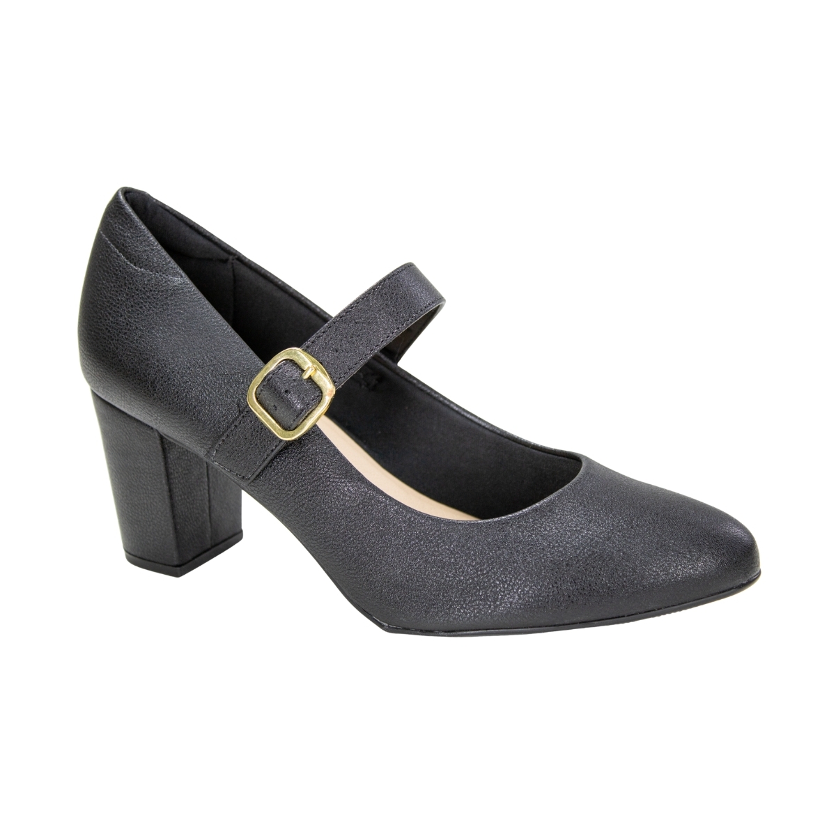 Sapato Feminino Modare Salto Bico Fino Fivela - PRETO