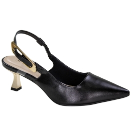 Sapato Feminino Bebecê Salto Tacinha Chanel - PRETO