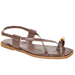 Sandália Feminina Beira Rio Rasteira Ring Toe - CHOCOLATE