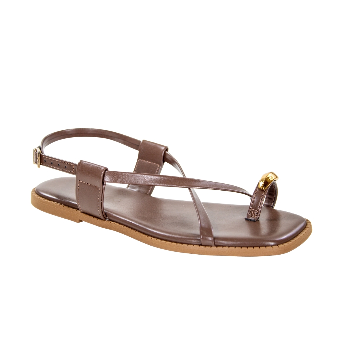 Sandália Feminina Beira Rio Rasteira Ring Toe - CHOCOLATE