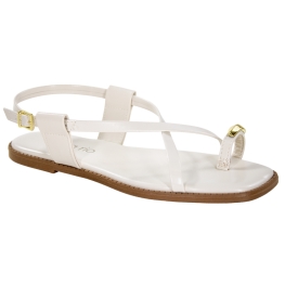 Sandália Feminina Beira Rio Rasteira Ring Toe - BRANCO OFF