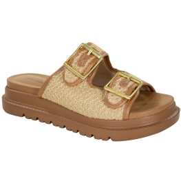 Tamanco Feminino Anabela Birk - NATURA/DOURADO/CAMEL