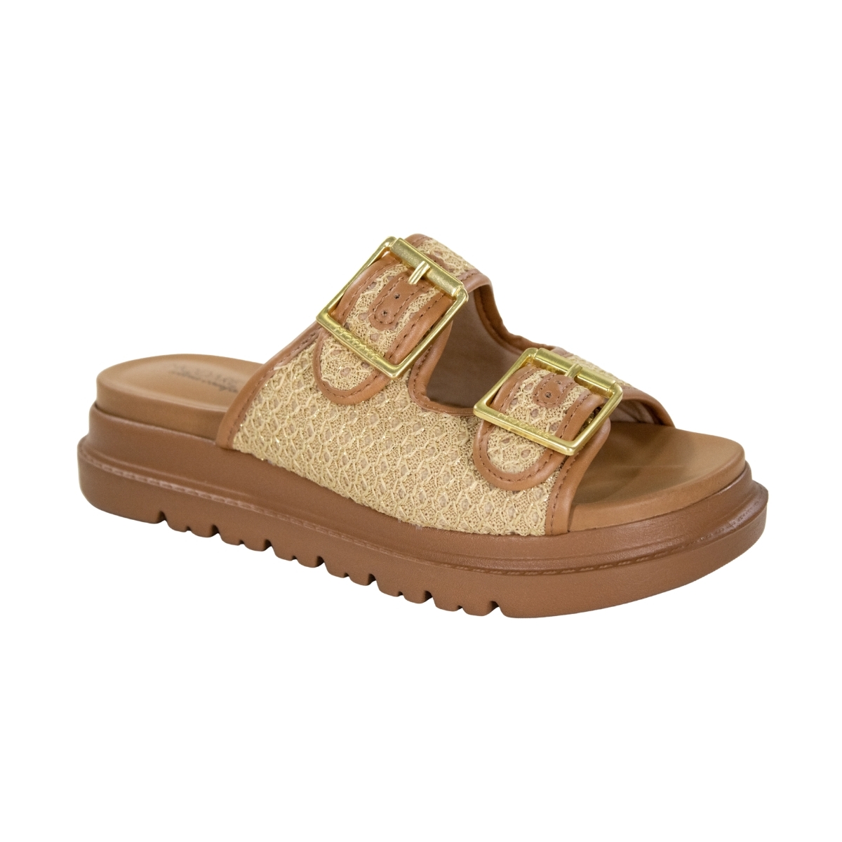 Tamanco Feminino Anabela Birk - NATURA/DOURADO/CAMEL