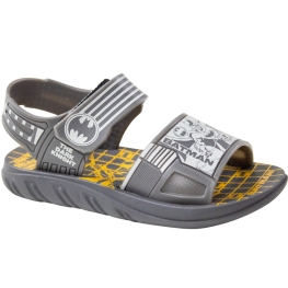 Sandália Infantil Masculina Batman Combat - CINZA/BRANCO/AMARELO
