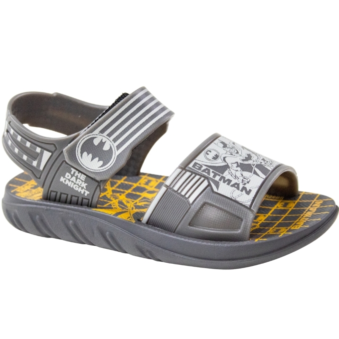 Sandália Infantil Masculina Batman Combat - CINZA/BRANCO/AMARELO