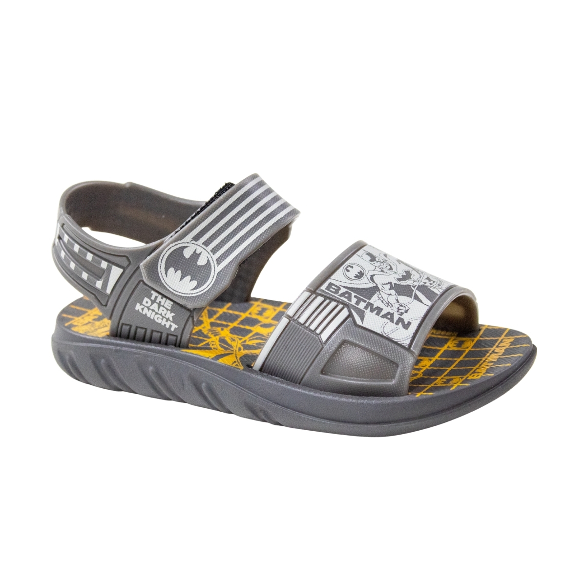 Sandália Infantil Masculina Batman Combat - CINZA/BRANCO/AMARELO