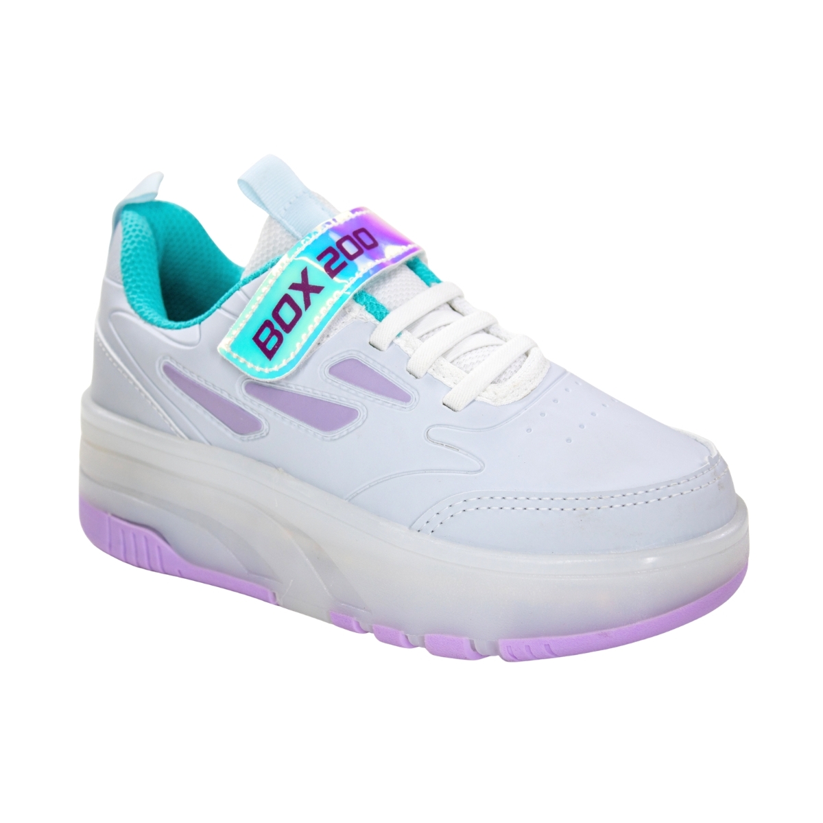 Tênis Infantil Box 200 Rodinha - BRANCO/LILAS/VERDE AGUA