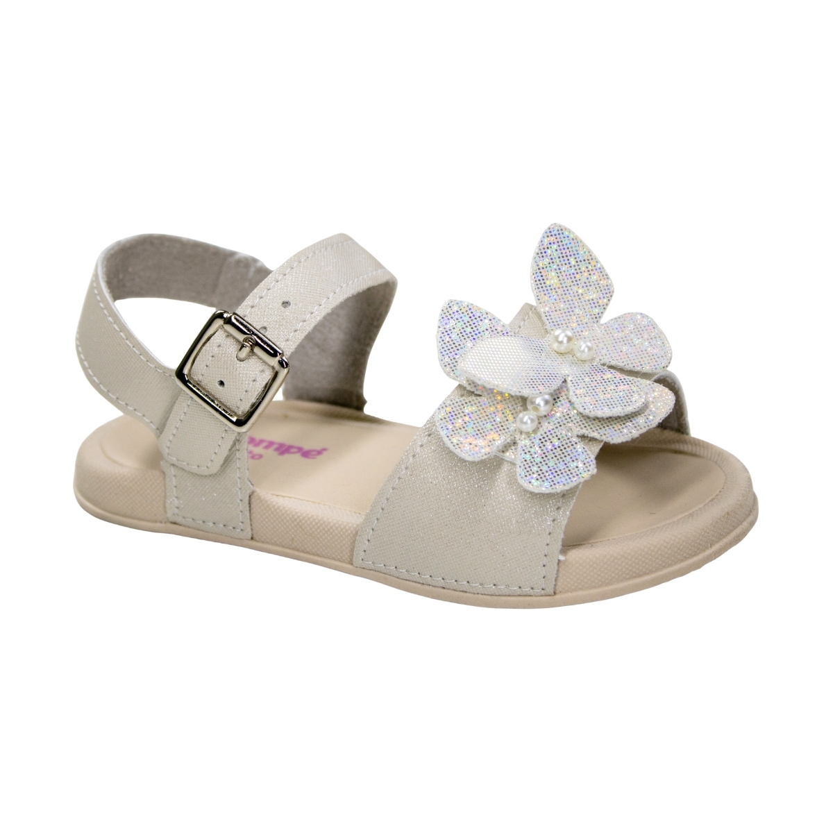 Sandália Bebê Feminino Pé comPé Pérola - OFF WHITE