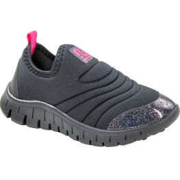 Tênis Bebê Feminino Novopé Ultraflex - PRETO/PINK FLUOR