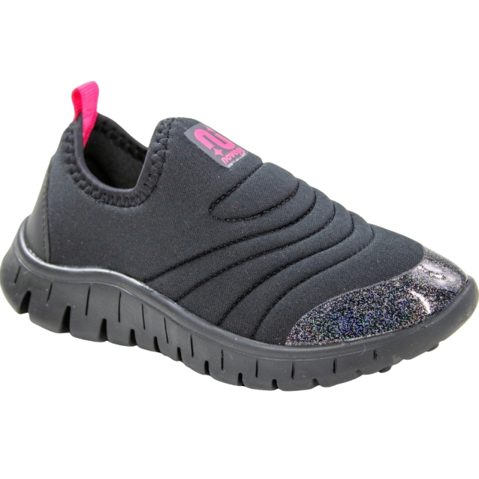 Tênis Bebê Feminino Novopé Ultraflex - PRETO/PINK FLUOR
