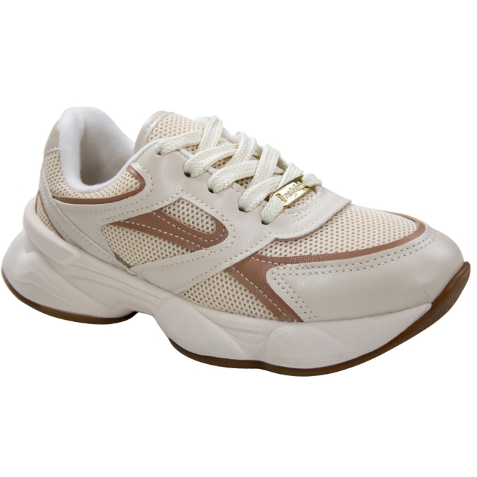 Tênis Feminino Infantil Molekinha Running  - BRANCO OFF/NUDE