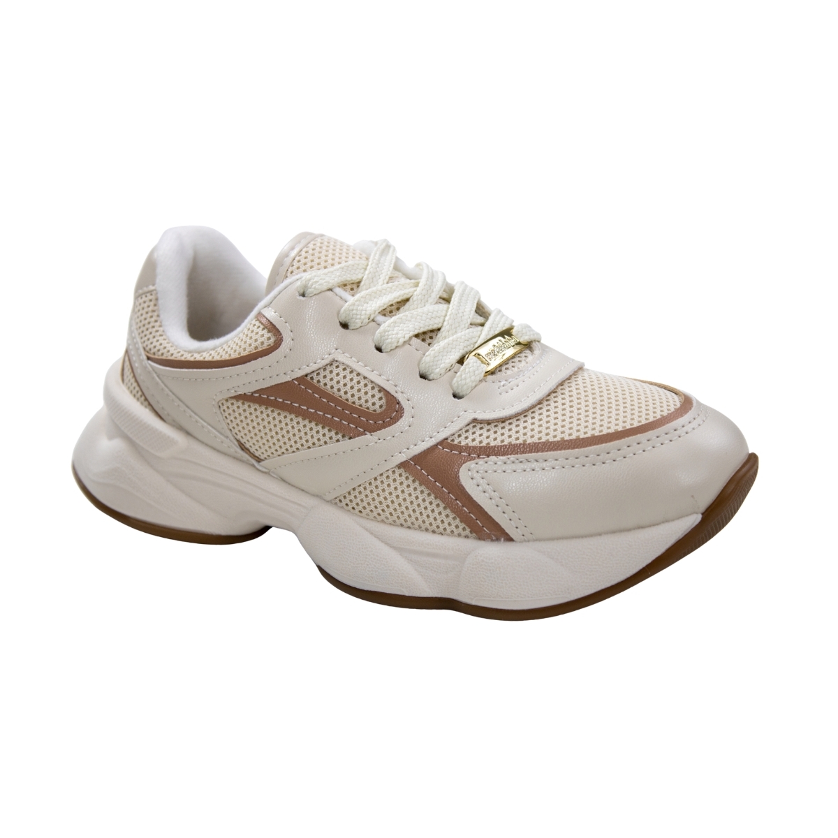 Tênis Feminino Infantil Molekinha Running  - BRANCO OFF/NUDE