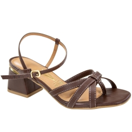 Sandália Feminina Vizzano Salto Quadrado Tiras - CHOCOLATE
