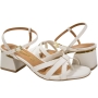 Sandália Feminina Vizzano Salto Quadrado Tiras - BRANCO OFF