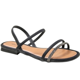 Sandália Feminina Mississipi Rasteira  Brilho - PRETO