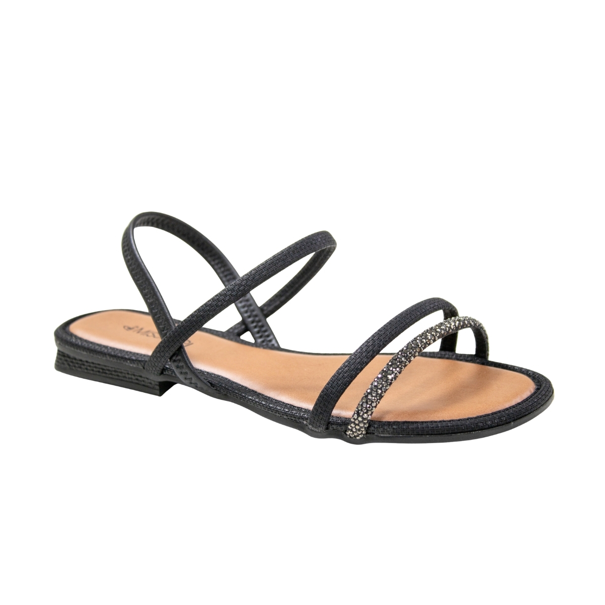 Sandália Feminina Mississipi Rasteira  Brilho - PRETO