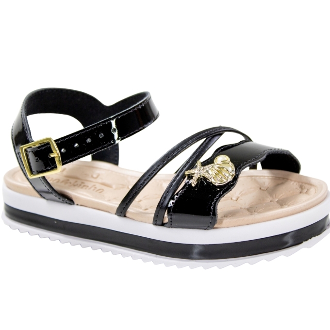 Sandália Infantil Feminina Flatform Tiras - PRETO