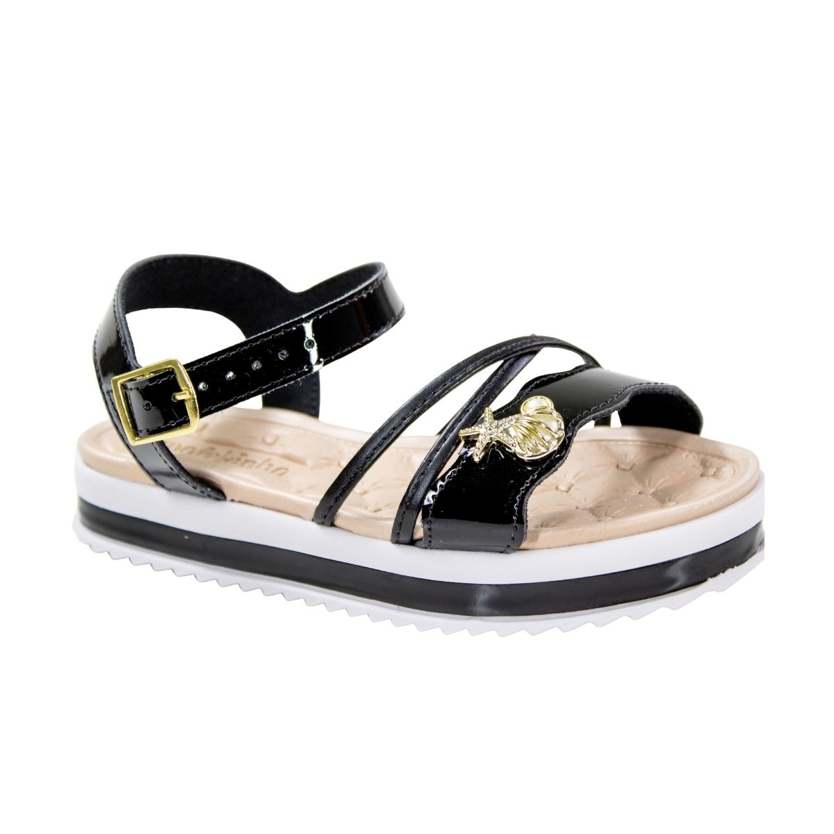 Sandália Infantil Feminina Flatform Tiras - PRETO