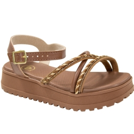 Sandália Infantil Feminina FlatForm Brilho - AVELA/OURO ROSADO