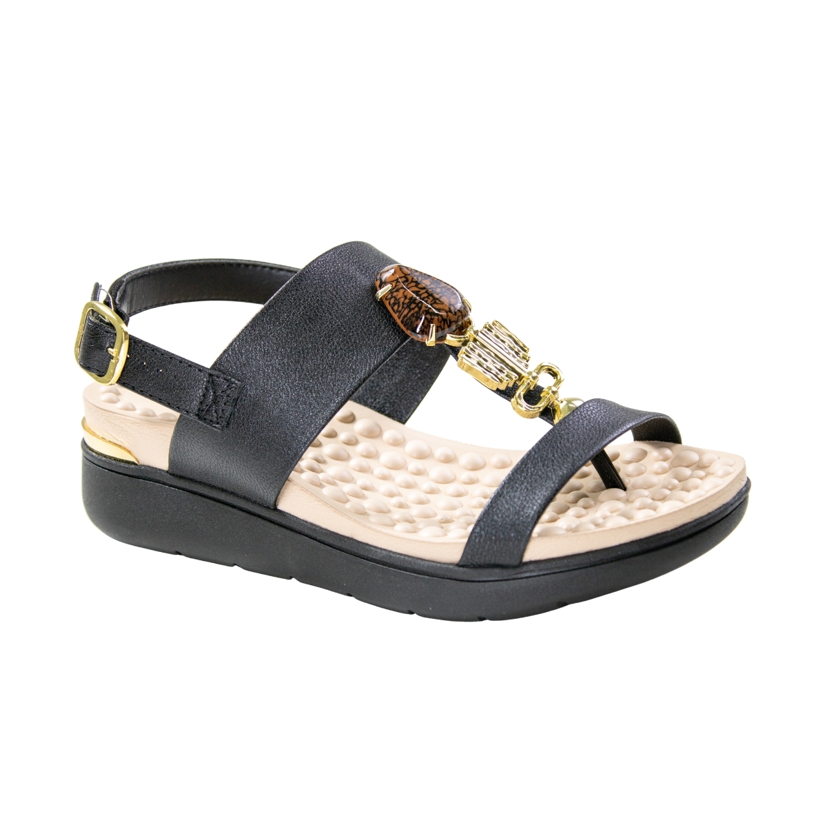 Sandália Feminina Modare Flatform Dedo Pedras - PRETO