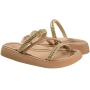 Tamanco Feminino Moleca Papete 3 Tiras Brilho - NUDE