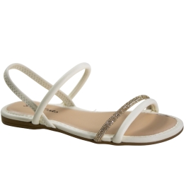 Sandália Infantil Feminina Rasterira Brilho - CREAM