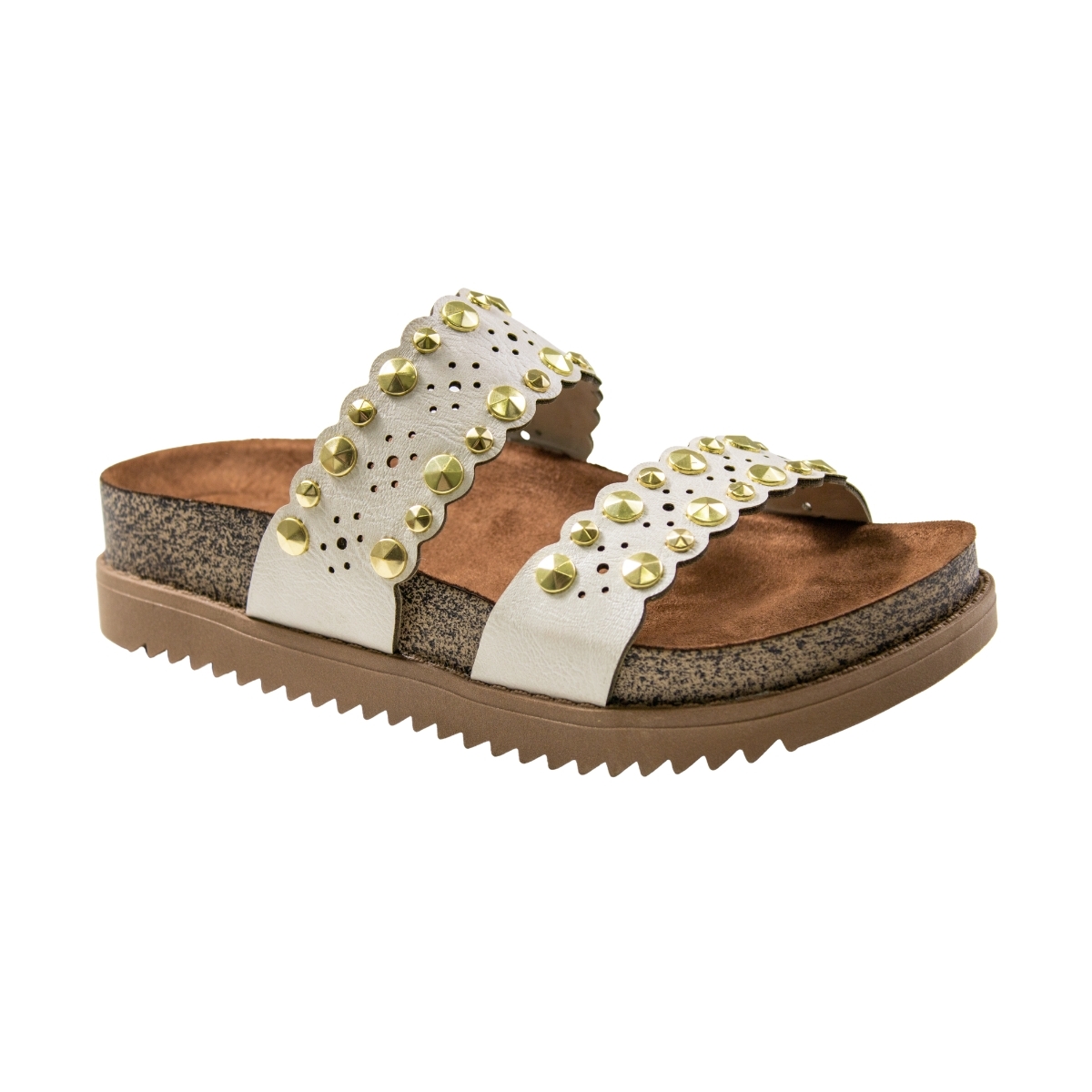 Tamanco Feminino Moleca Anatomico 2 Tiras Spike - BRANCO OFF