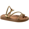 Sandália Feminina Moleca Papete 2 Tiras Brilho - CAMEL