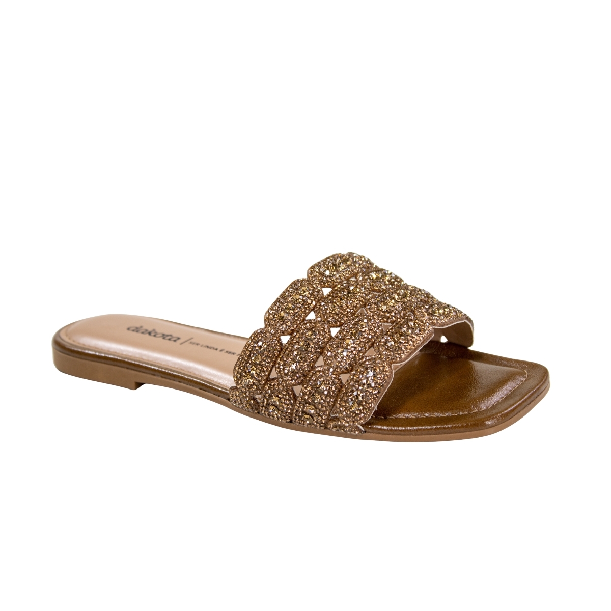 Tamanco Feminino Rasteira Moleca Brilho - CARAMELO